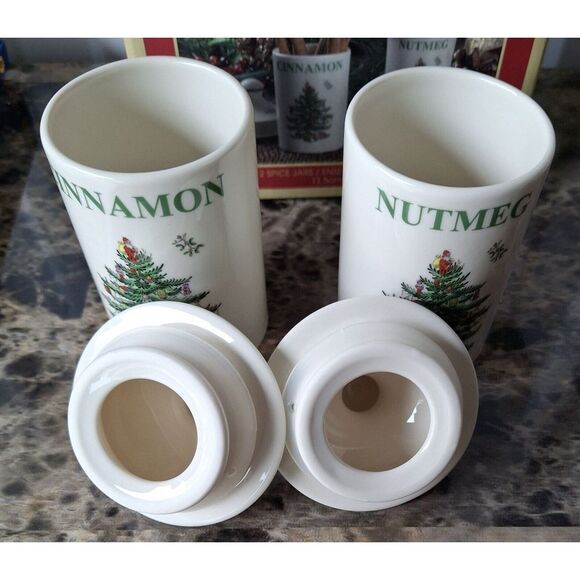 Spode Christmas Tree Spice Jars | Set of 2  | Made of Fine Porcelain | 4.5 Inch - Picture 10 of 13